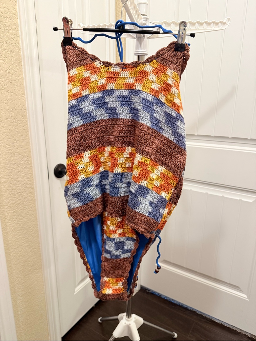 Crochet One-Piece Swimsuit - Brown Multi